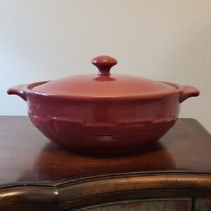 Longaberger Paprika Deep Red Ceramic Casserole Dish 9.5" D